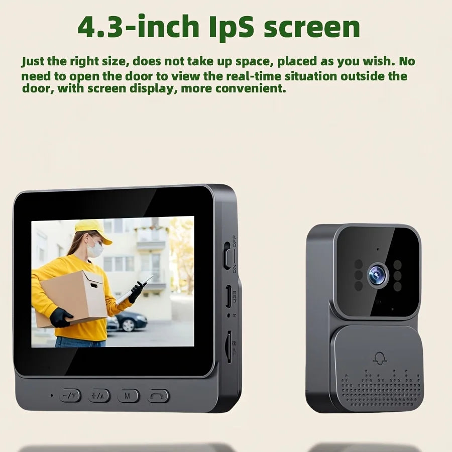 XBIBI Wireless Video Doorbell With Monitor And Two-Way Audio