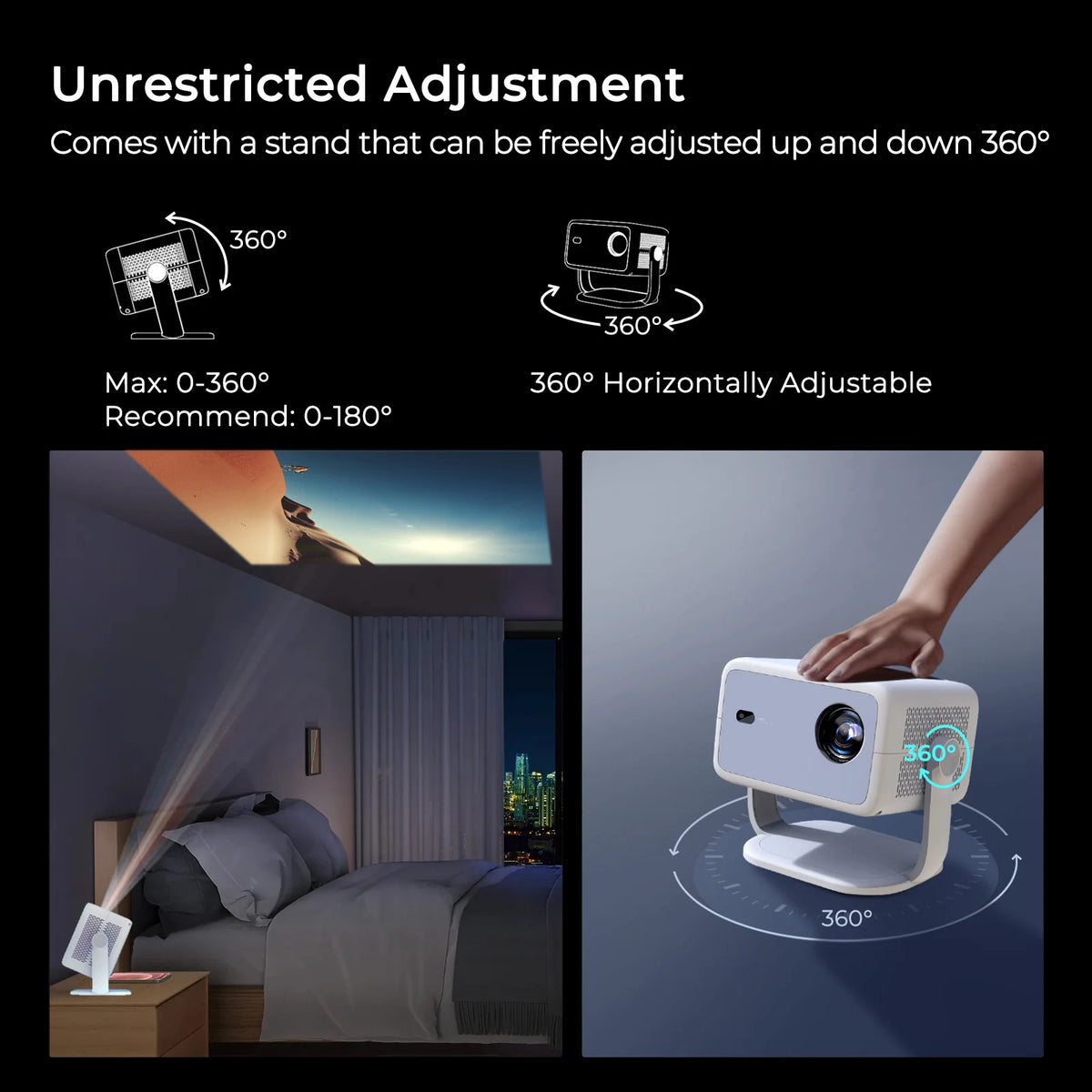 LynCast L018 1080P Portable Projector With Auto Focus 4K Support