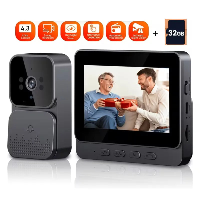 XBIBI Wireless Video Doorbell With Monitor And Two-Way Audio
