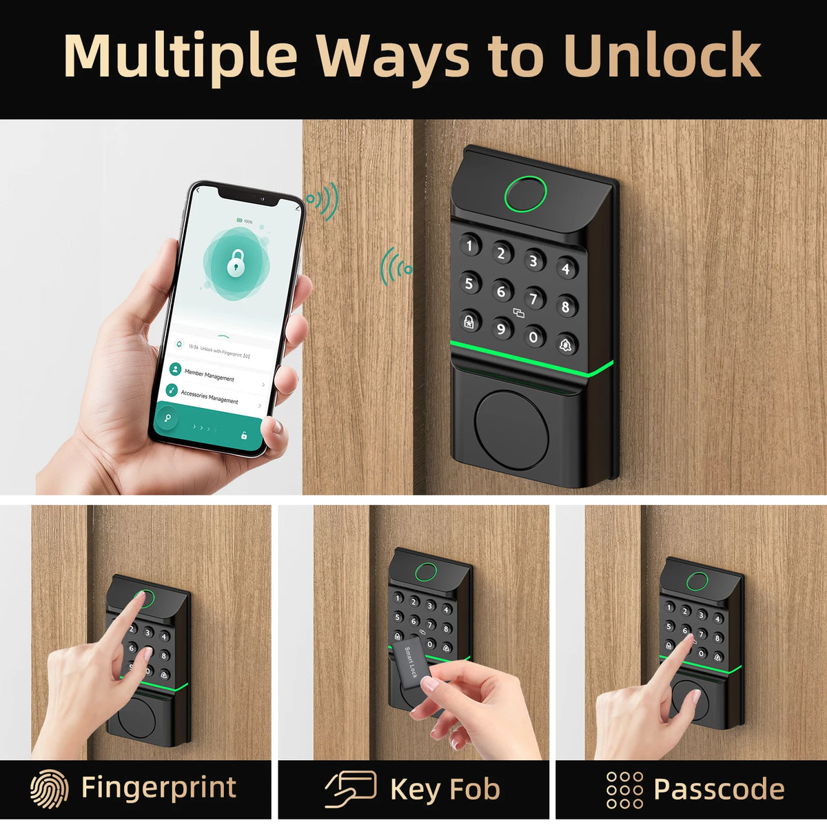 Viladepot Bluetooth Fingerprint Smart Door Lock With App And Keypad