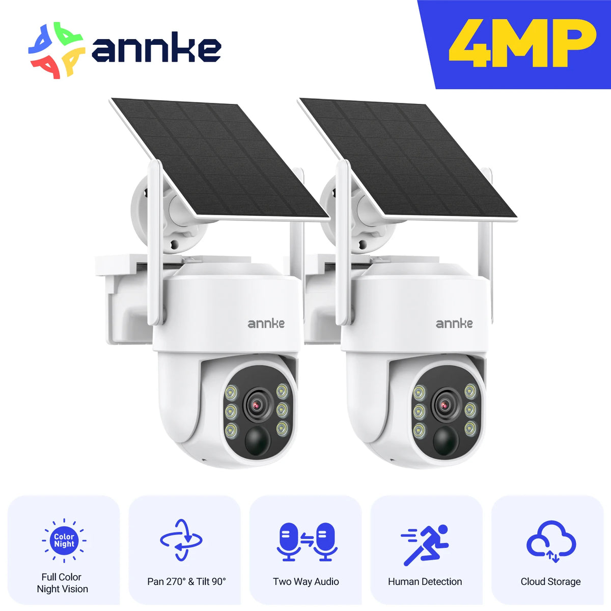 ANNKE 4MP Solar Wireless WiFi Pan Tilt Security Camera