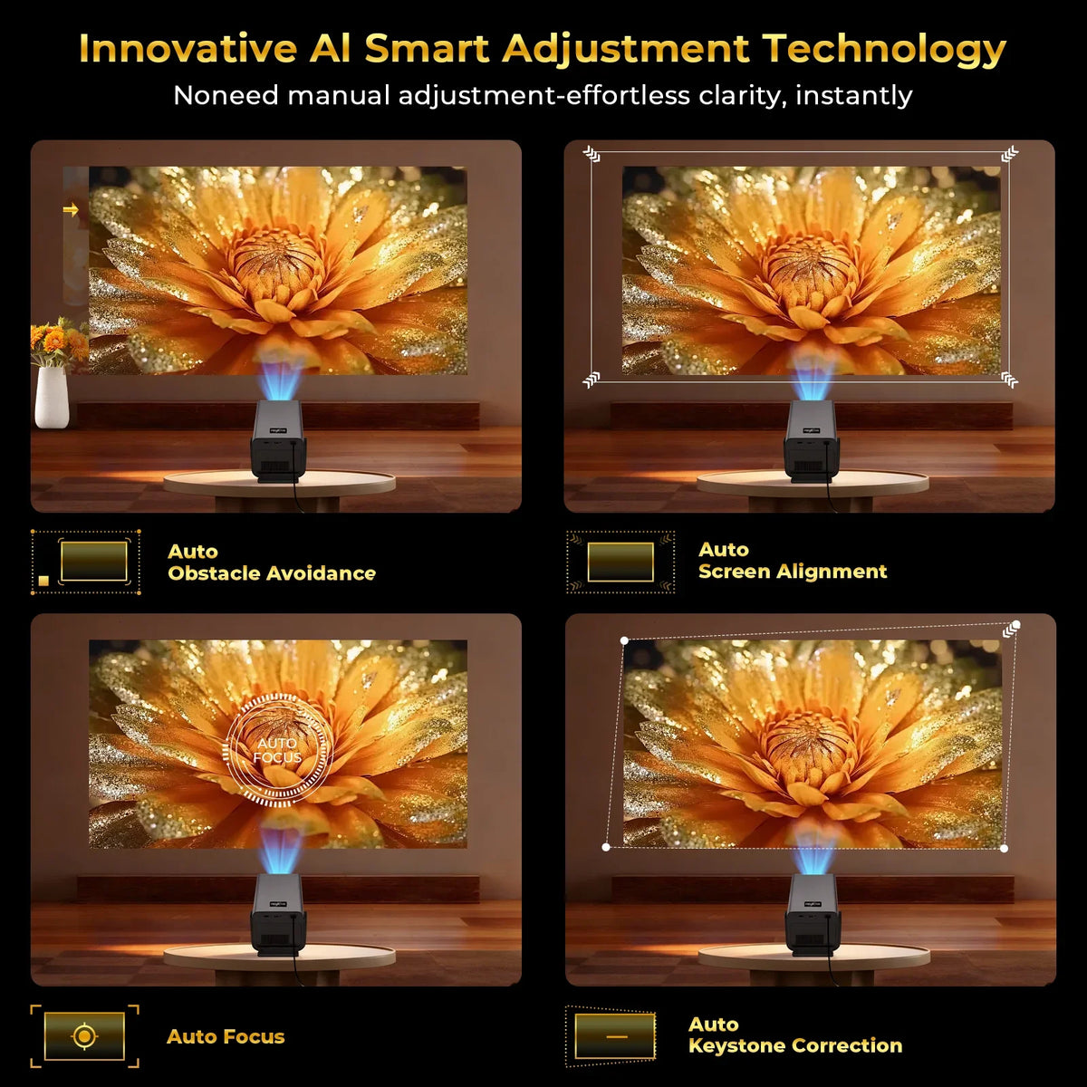 LynCast X7 Native 1080P Smart Projector With Auto Focus