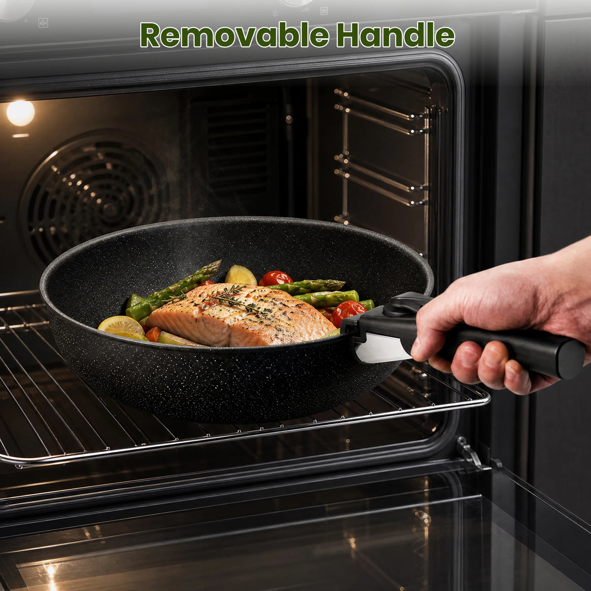 JHK PFAS Free Nonstick Cookware Set With Detachable Handles