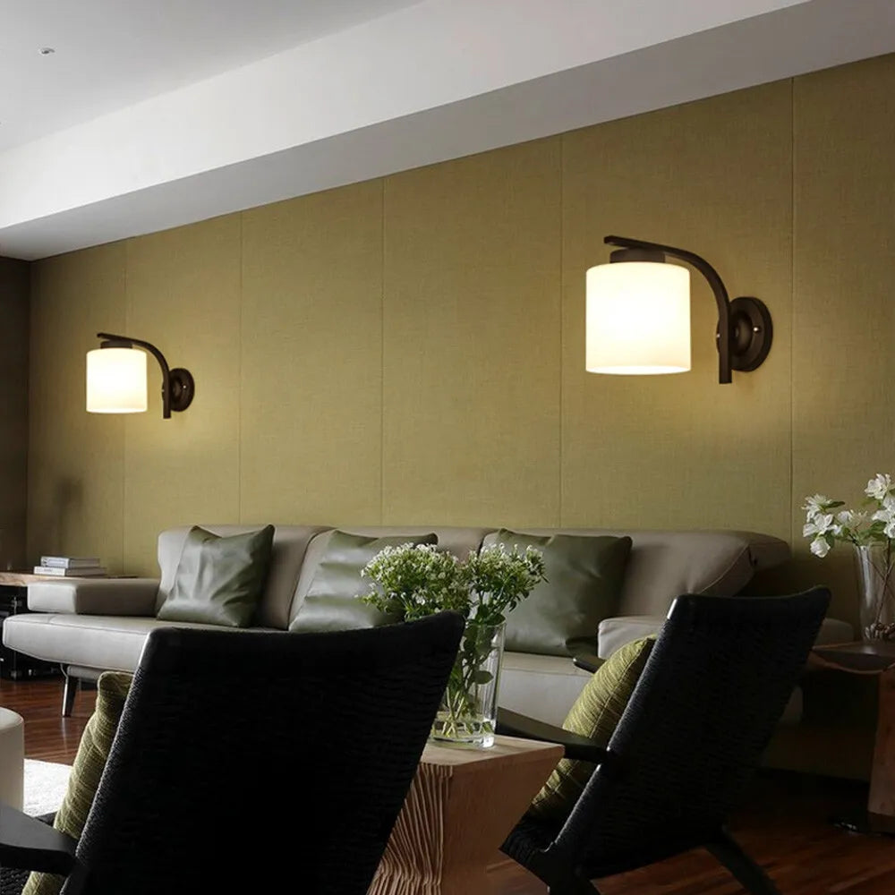 Modern Glass Cylinder Wall Sconce Light Fixture for Bedroom Decor