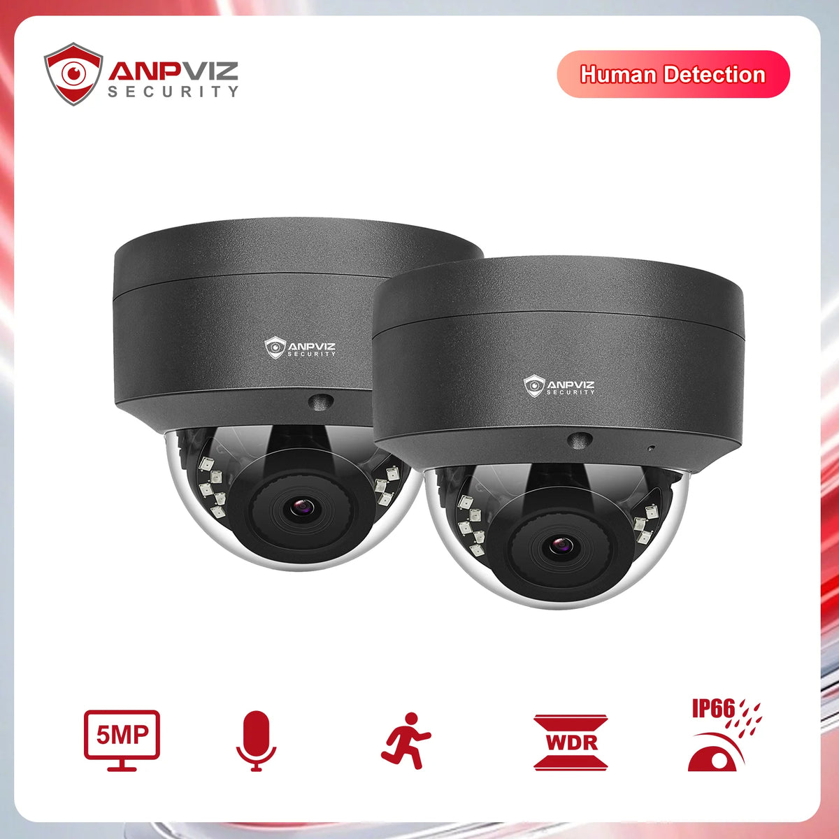 Anpviz 5MP PoE Outdoor Dome Security Camera With Microphone