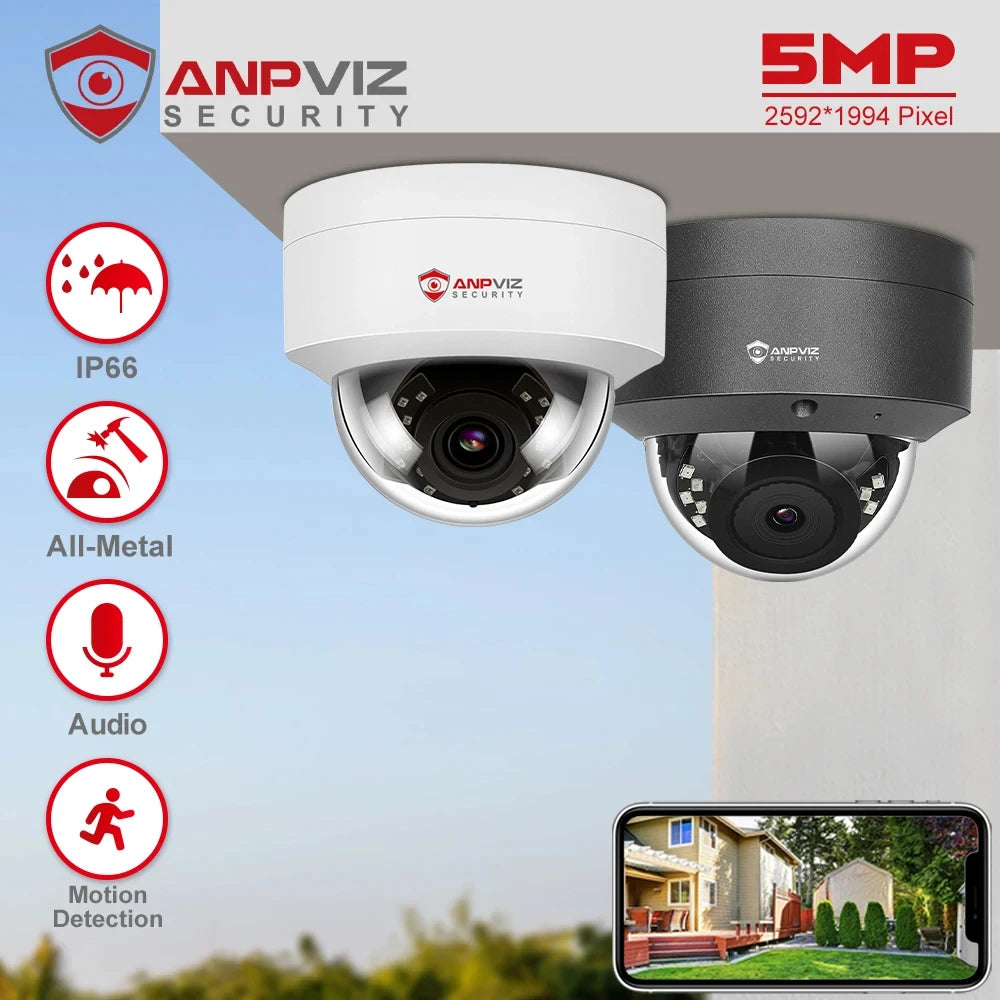 Anpviz 5MP PoE Outdoor Dome Security Camera With Microphone