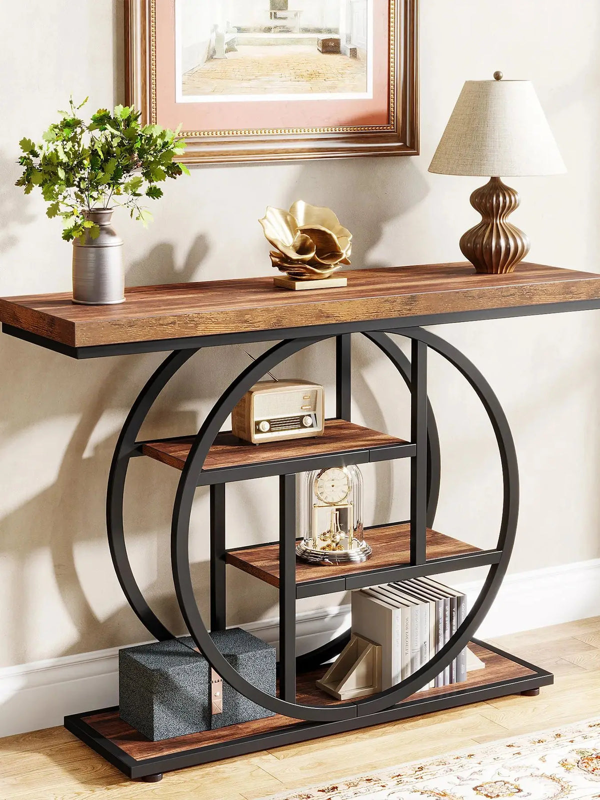 Tribesigns Four Tier Industrial Entryway Console Table With Storage