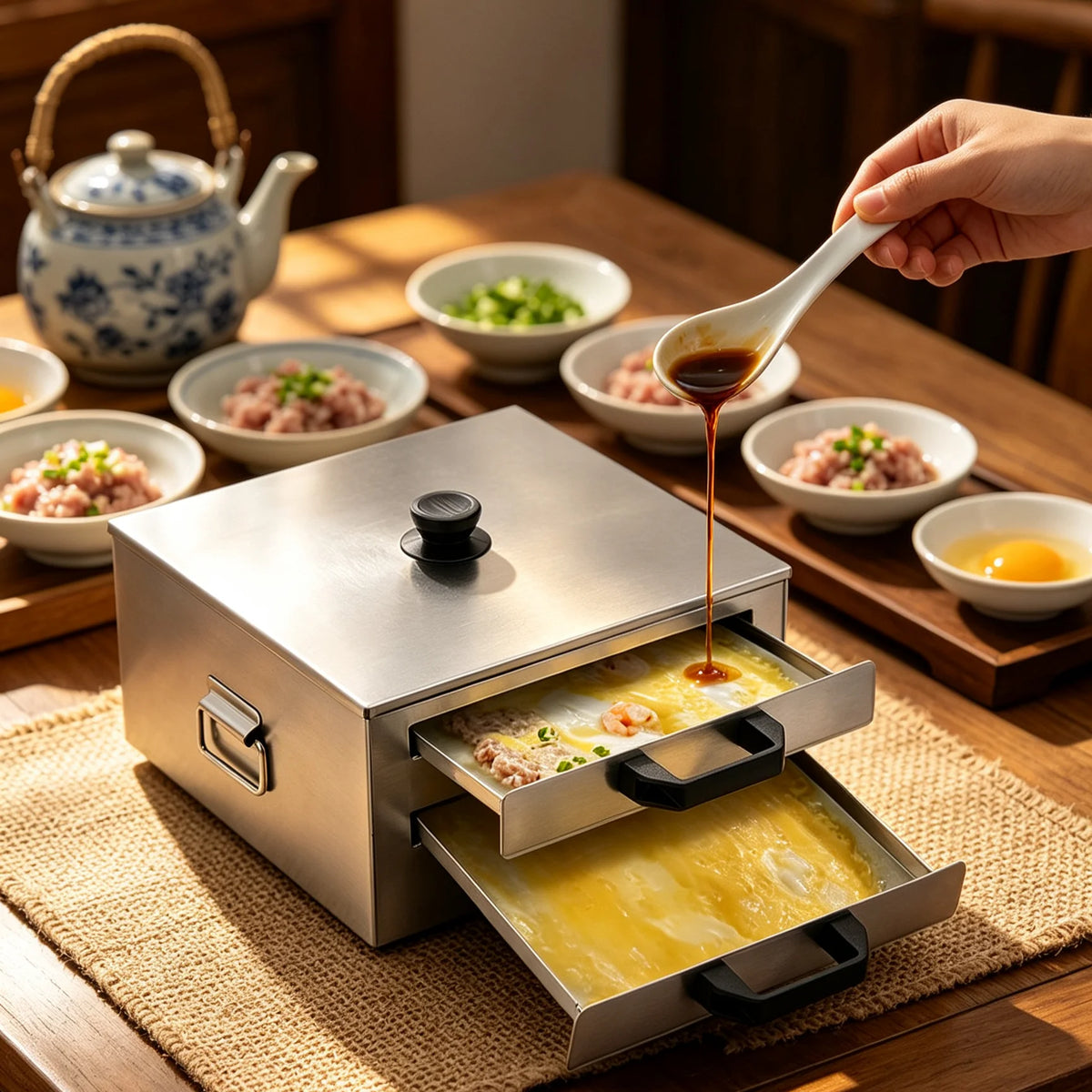 Manual Rice Noodle Roll Steamer and Maker for Homemade Rolls