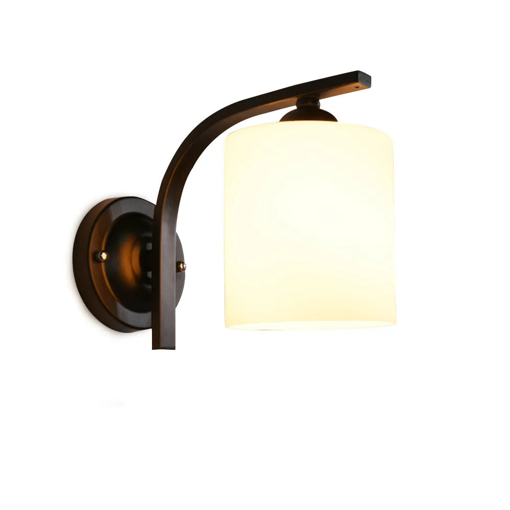 Modern Glass Cylinder Wall Sconce Light Fixture for Bedroom Decor