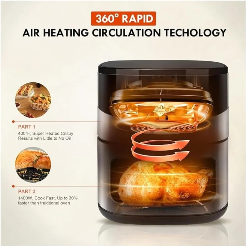 MIRASTON Digital Air Fryer With Touch Controls And Viewing Window