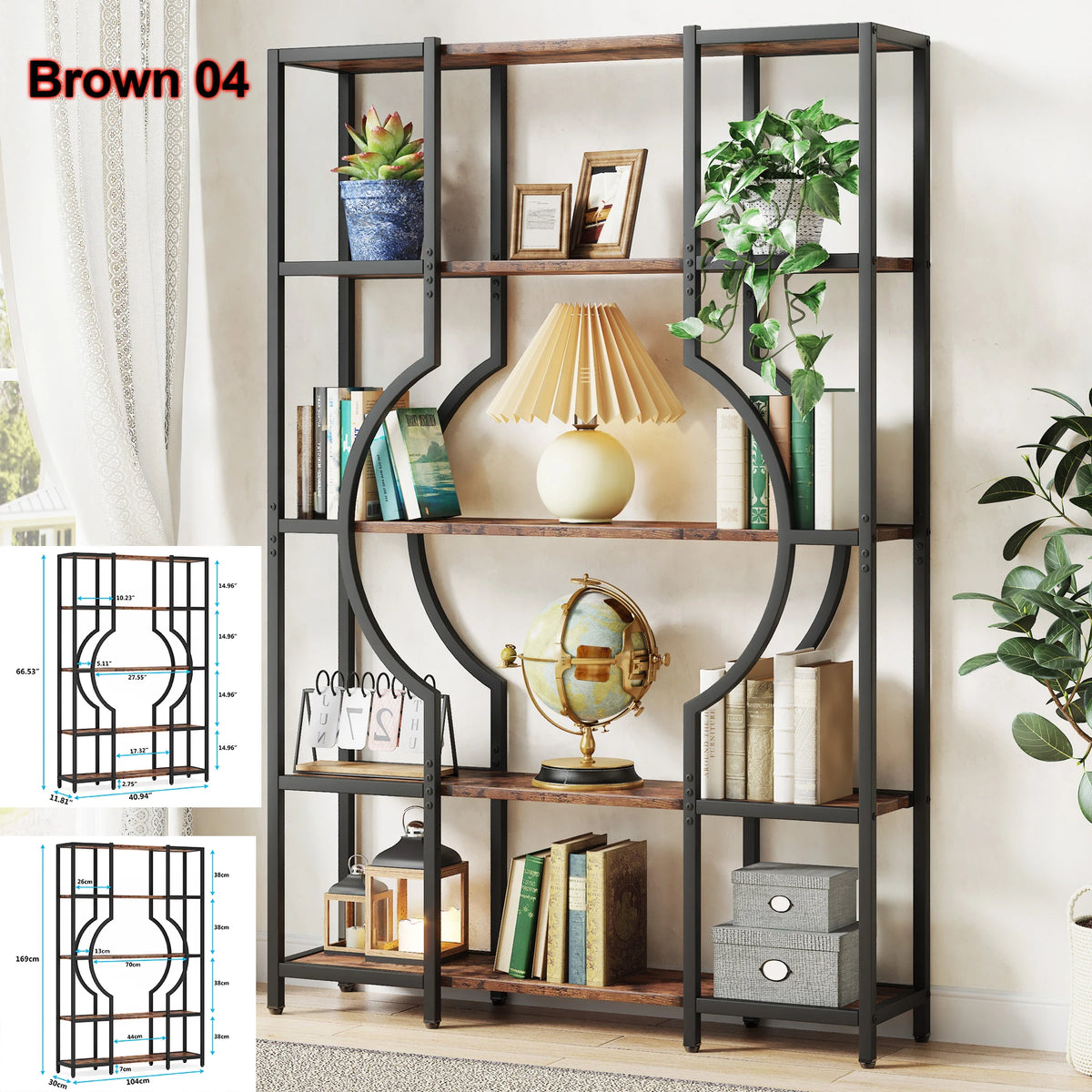 Tribesigns Industrial Etagere Bookshelf Display Shelf Storage Organizer