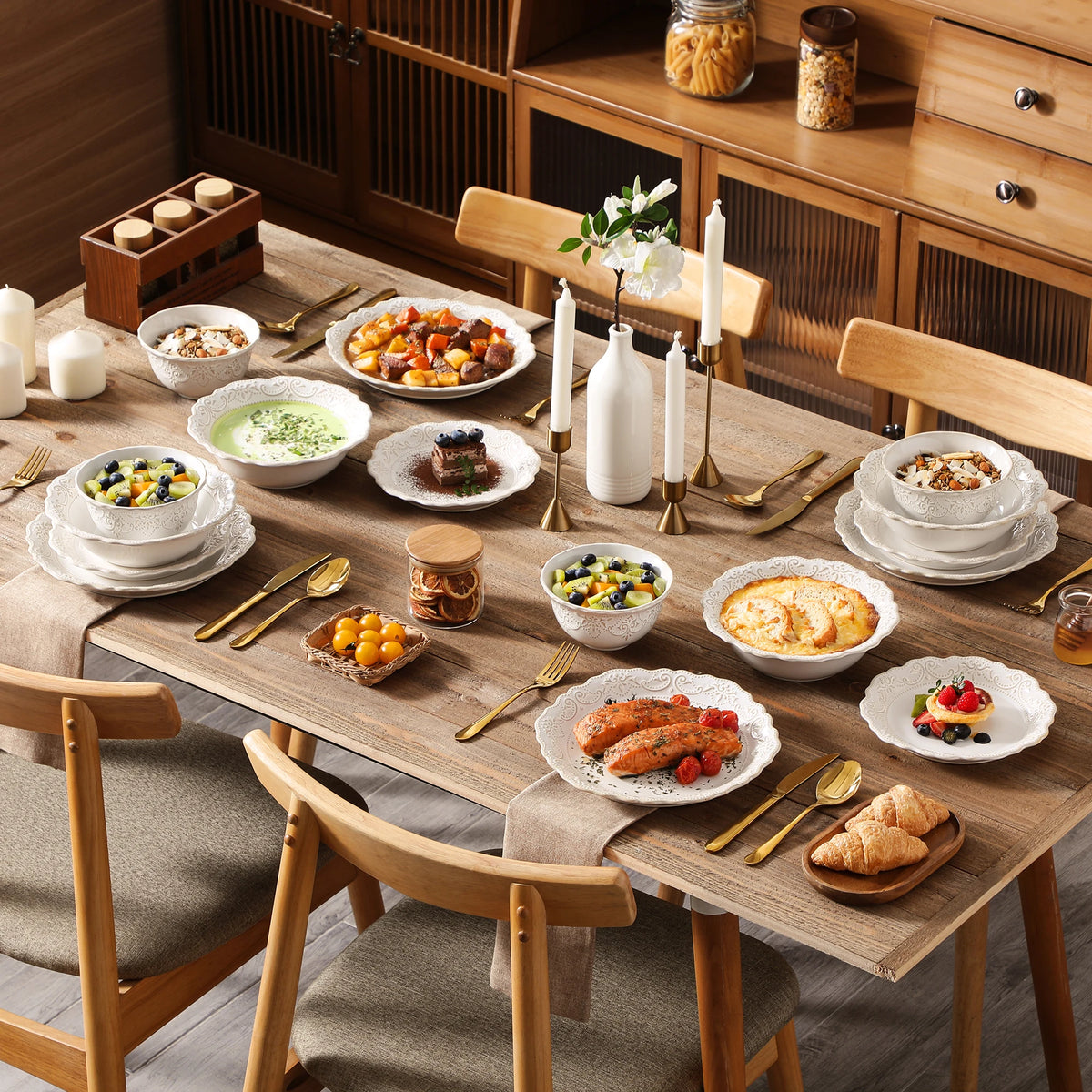 MALACASA Stoneware Dinnerware Set With Dinner Plates And Bowls