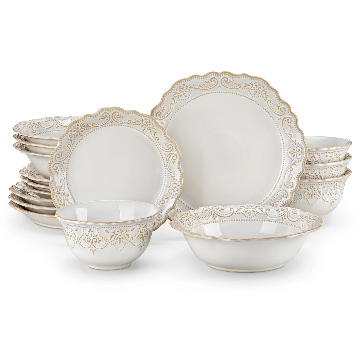 MALACASA Stoneware Dinnerware Set With Dinner Plates And Bowls