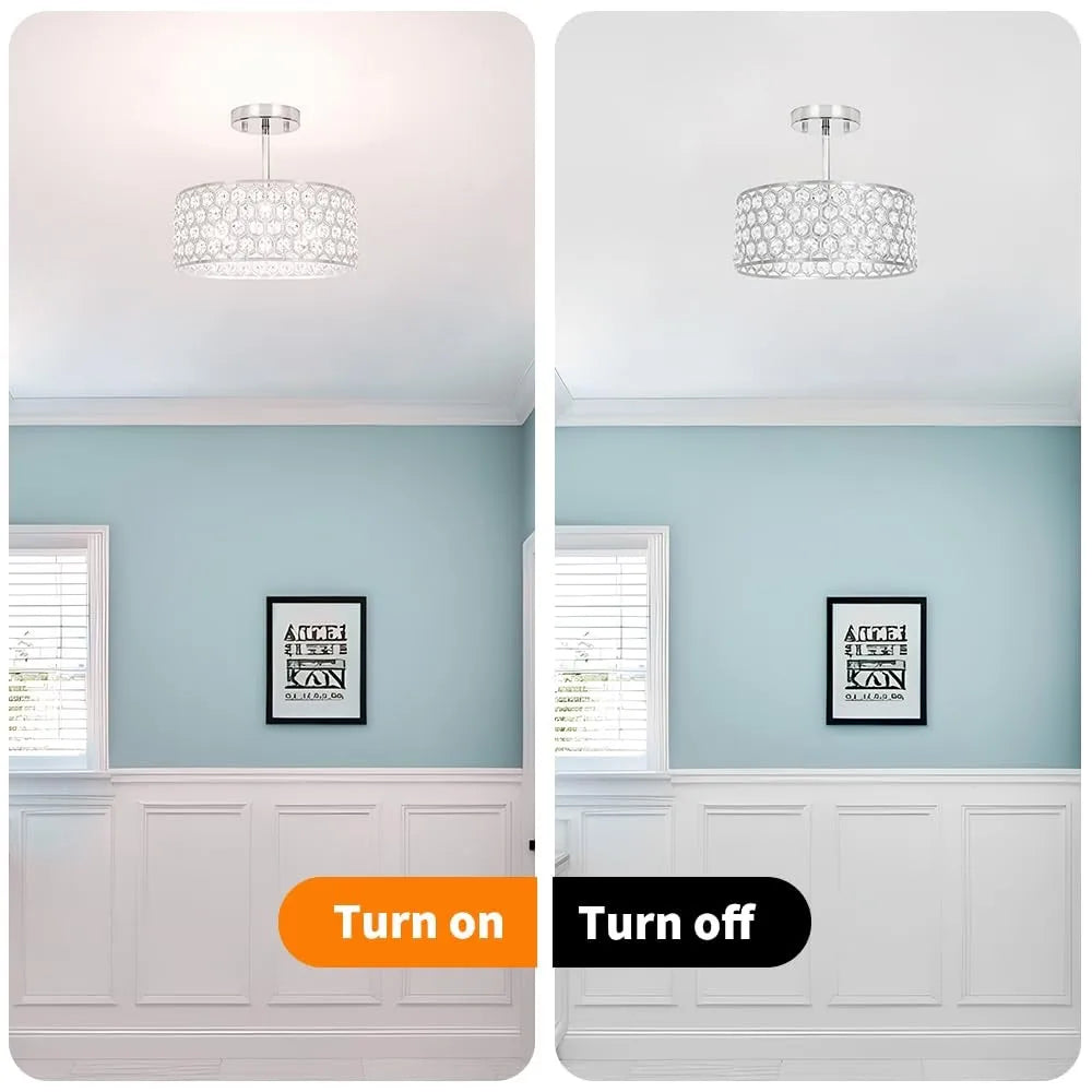 Modern Prism Crystal Semi Flush Mount Chandelier for Indoor Homes