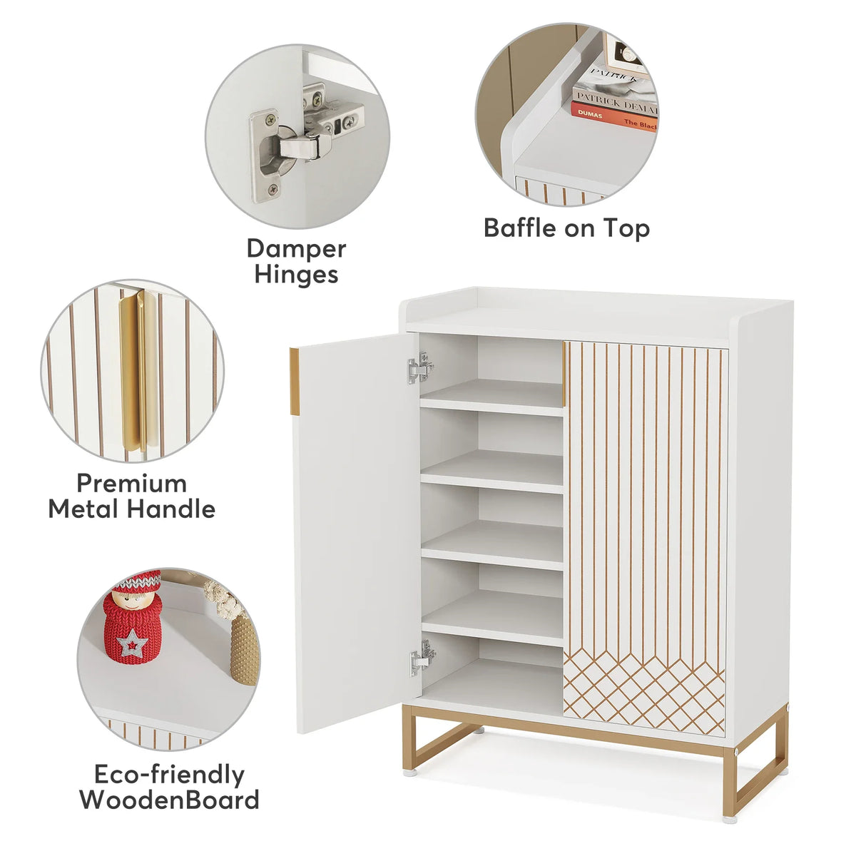 Tribesigns Five Tier Shoe Cabinet With Doors For Entryway Storage