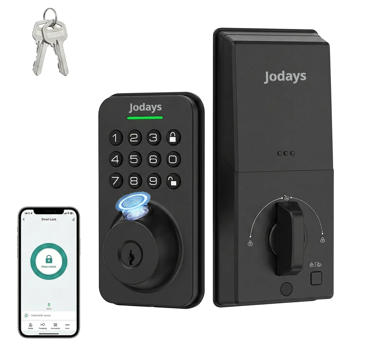 Jodays Smart Fingerprint Deadbolt Lock With Keypad And App Control