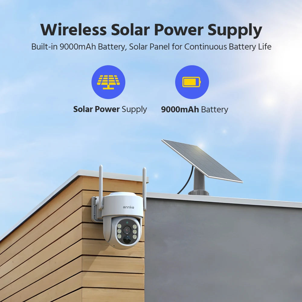 ANNKE 4MP Solar Wireless WiFi Pan Tilt Security Camera