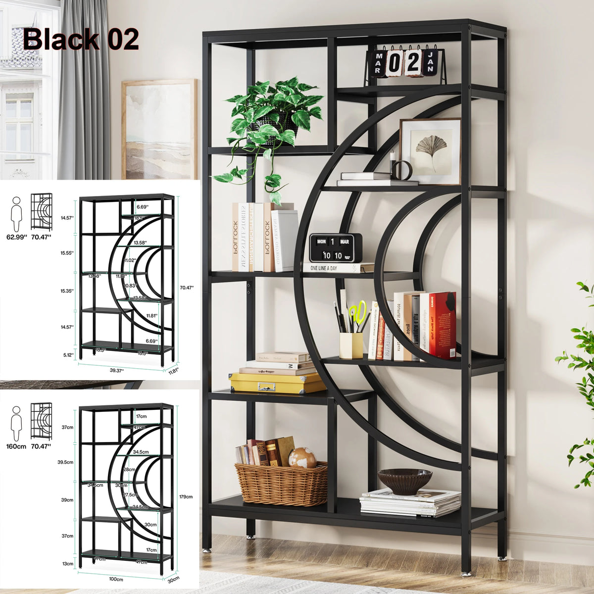 Tribesigns Industrial Freestanding Bookshelf Display And Storage Organizer