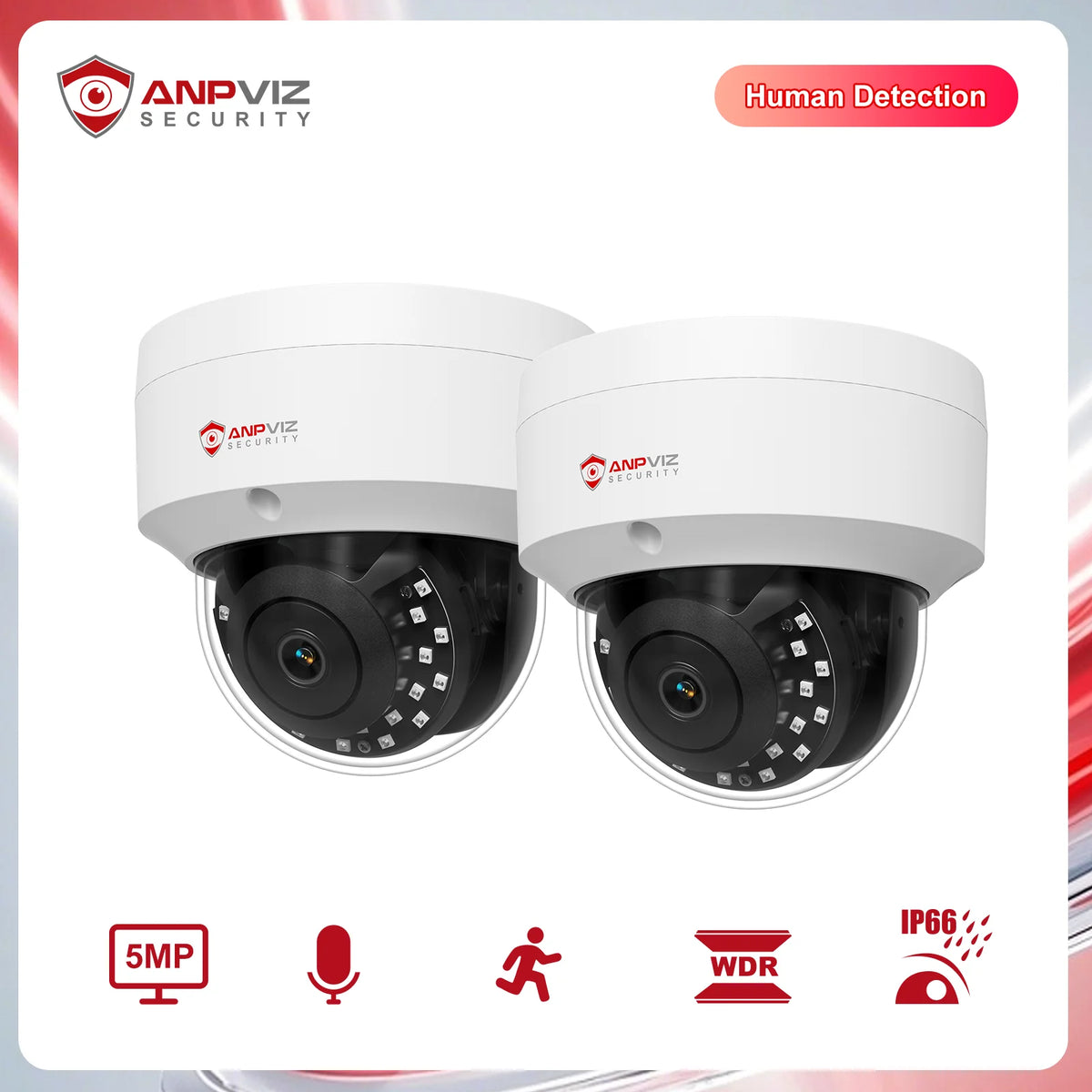 Anpviz 5MP PoE Outdoor Dome Security Camera With Microphone