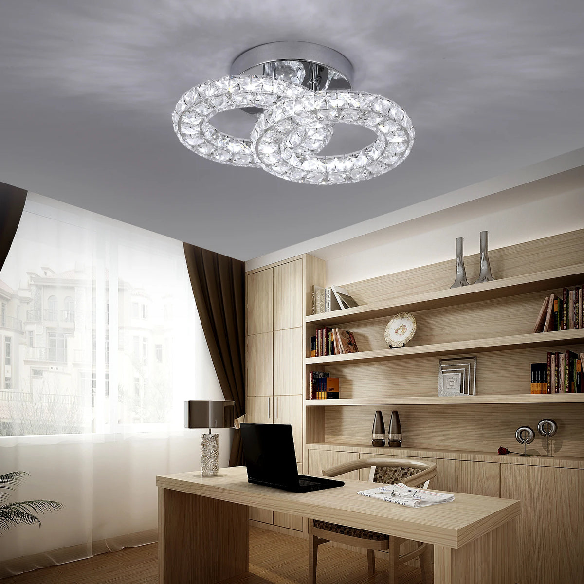 GreeLustr Modern Crystal LED Ceiling Chandelier for Home Lighting