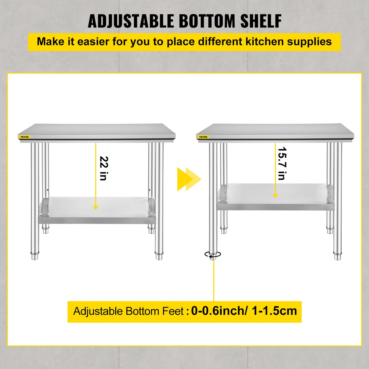 Commercial Stainless Steel Kitchen Prep Table With Undershelf
