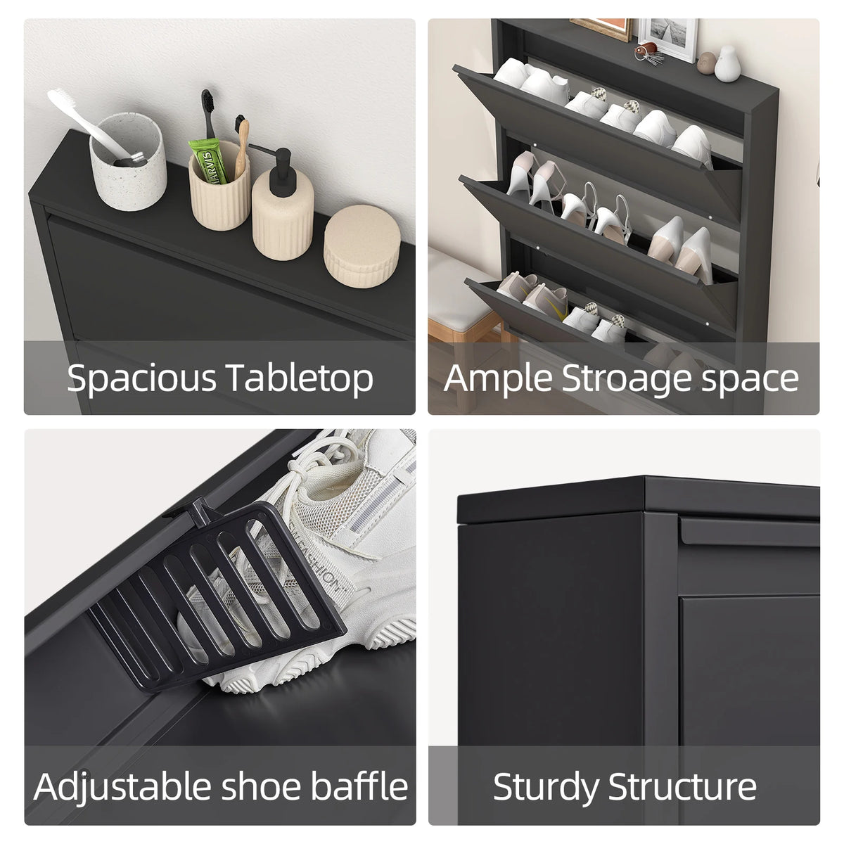 Lucypal Space Saving Flip Shoe Rack With Adjustable Shelves