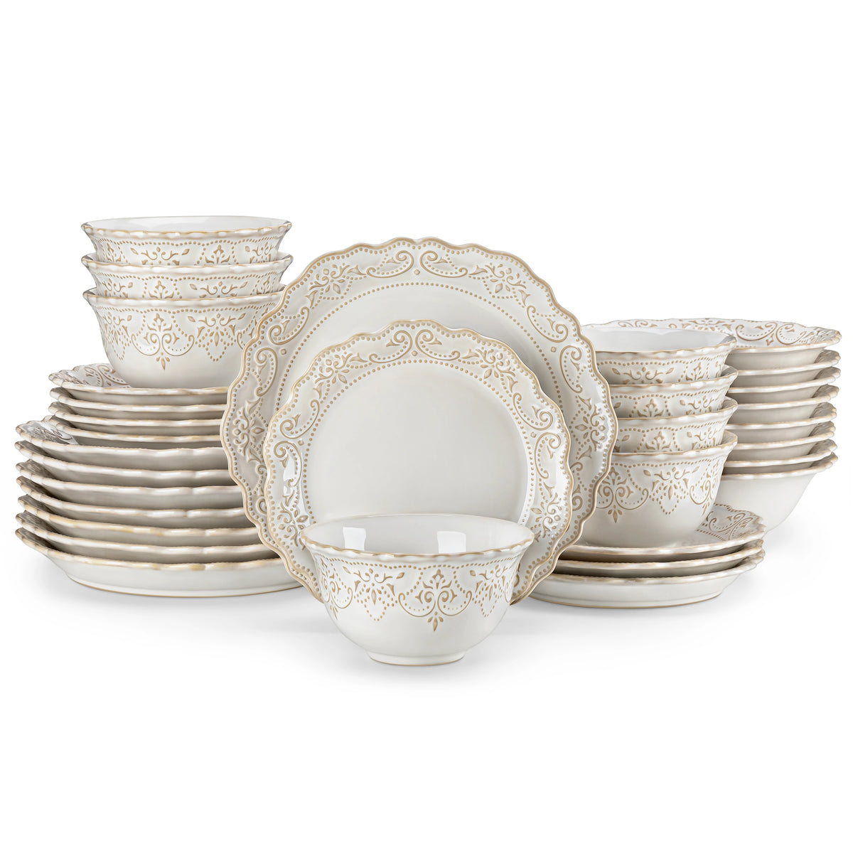 MALACASA Stoneware Dinnerware Set With Dinner Plates And Bowls