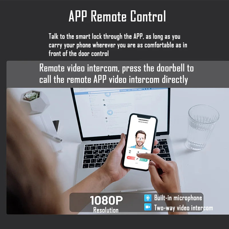 YKESDL WiFi Face Recognition Smart Door Lock With Video Intercom
