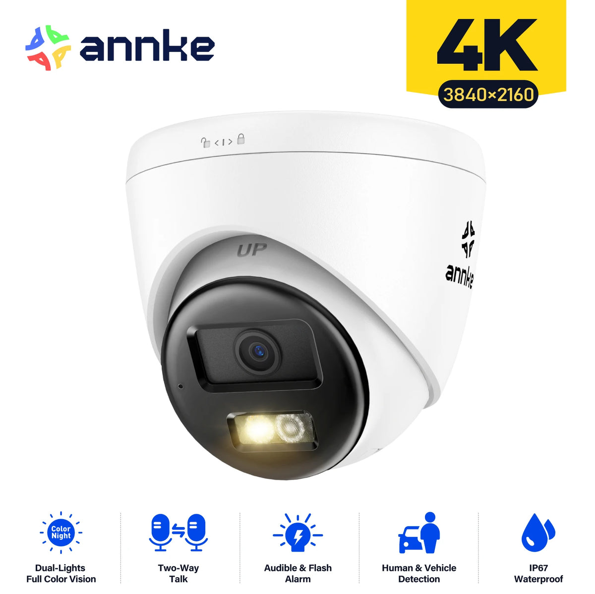 ANNKE 8MP 4K PoE Security Camera Dual Light Audio Detection