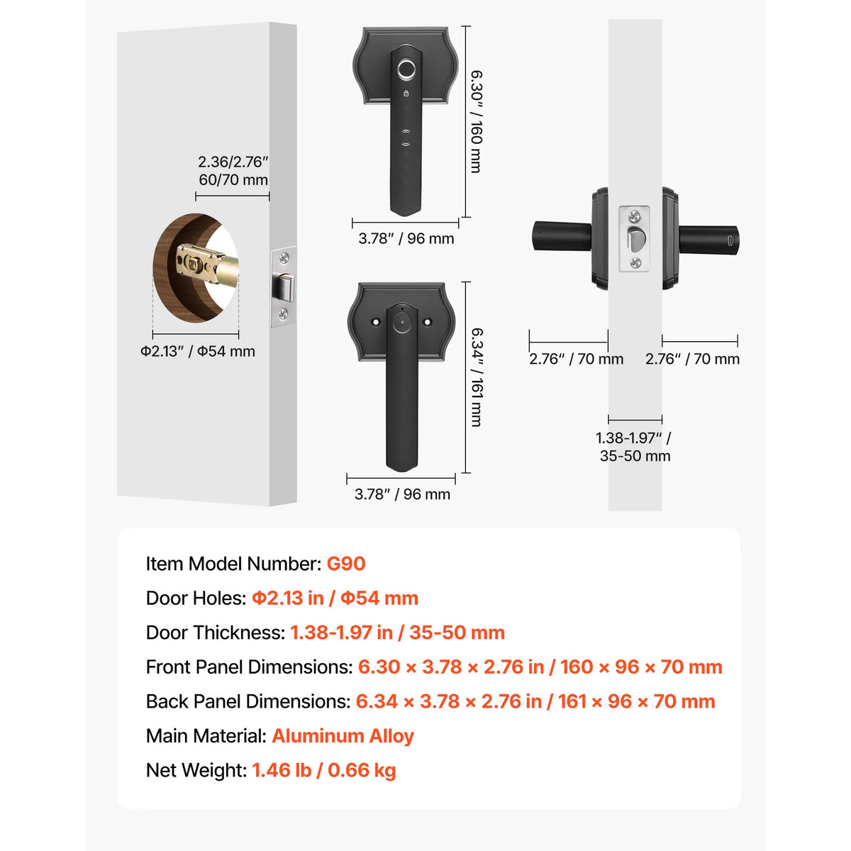 SucceBuy Biometric Fingerprint Door Lock With Touchscreen Deadbolt
