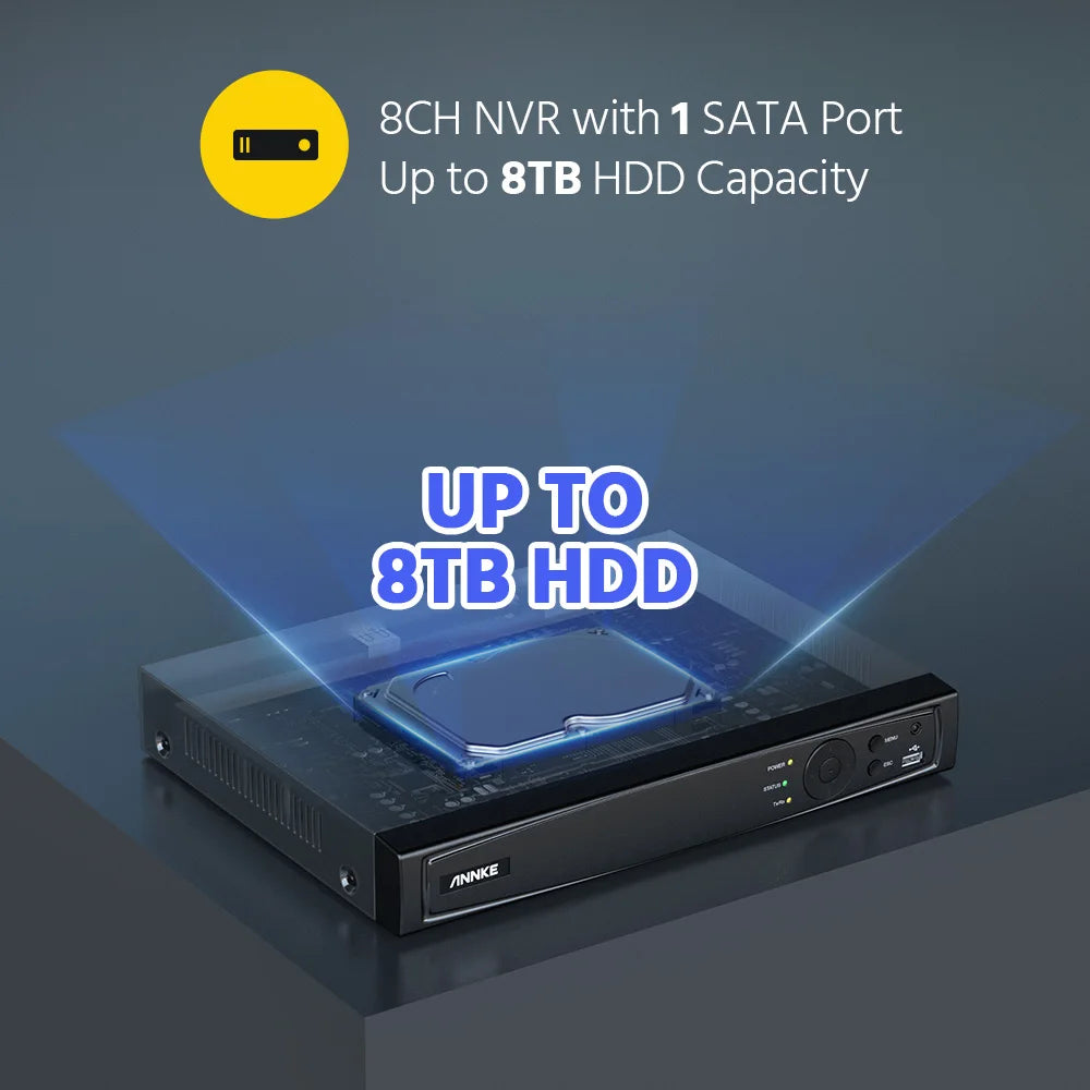 ANNKE 8 Channel 12MP PoE H.265+ Network Video Recorder