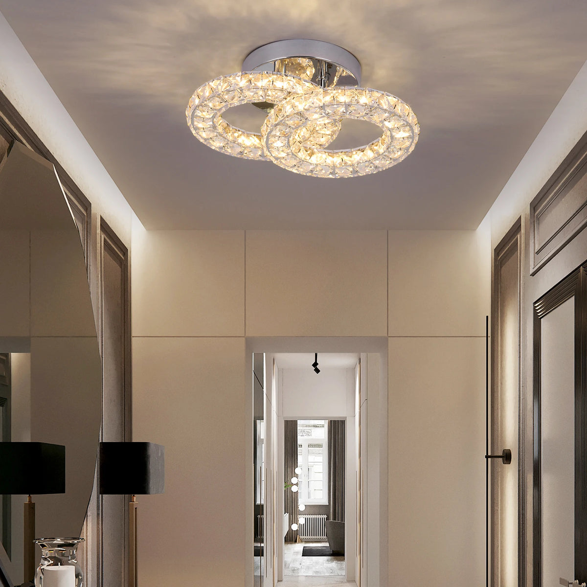 GreeLustr Modern Crystal LED Ceiling Chandelier for Home Lighting