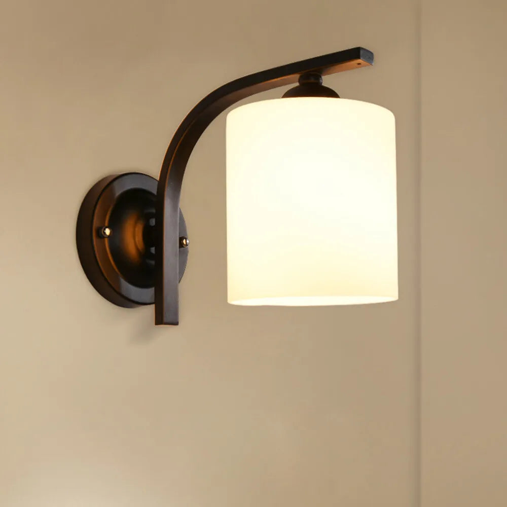 Modern Glass Cylinder Wall Sconce Light Fixture for Bedroom Decor
