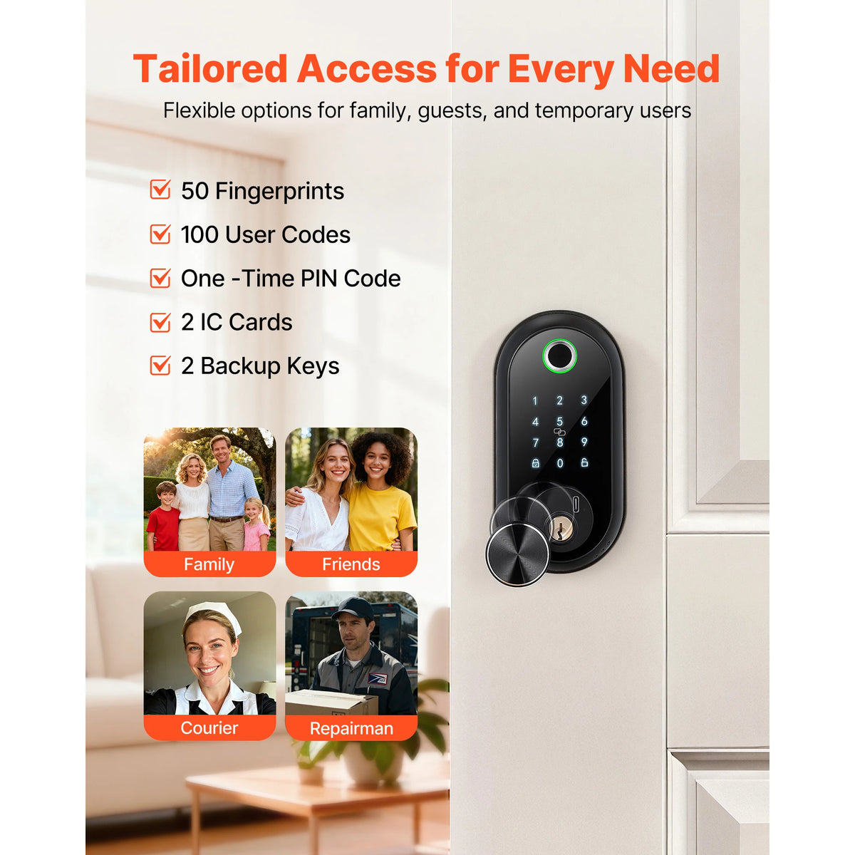 SucceBuy Biometric Fingerprint Door Lock With Touchscreen Deadbolt