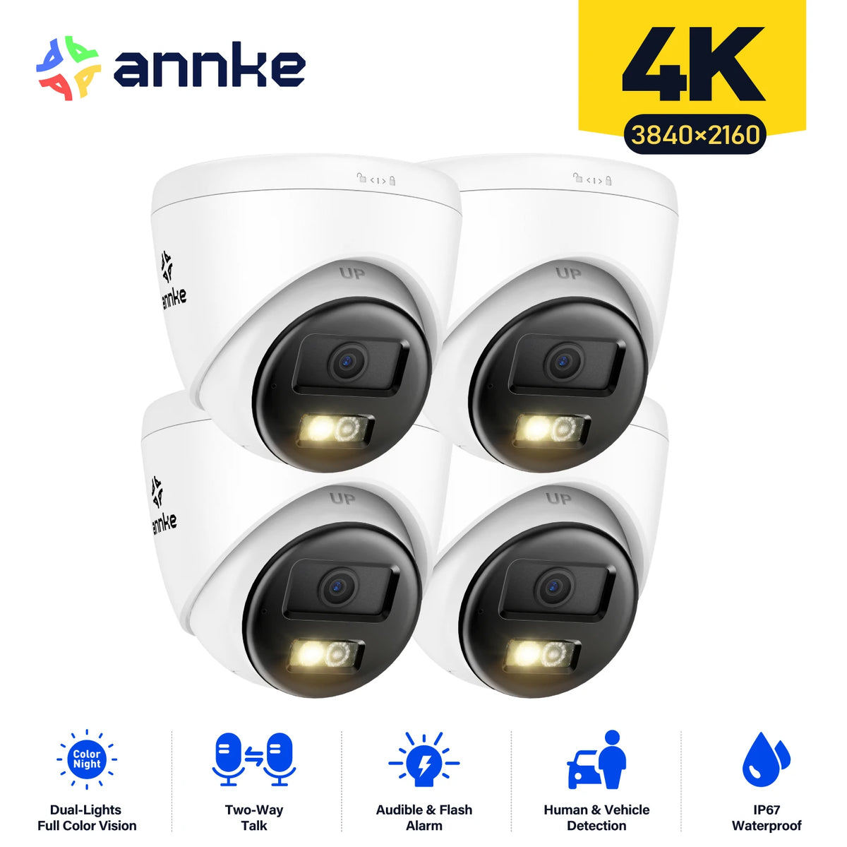ANNKE 8MP 4K PoE Security Camera Dual Light Audio Detection