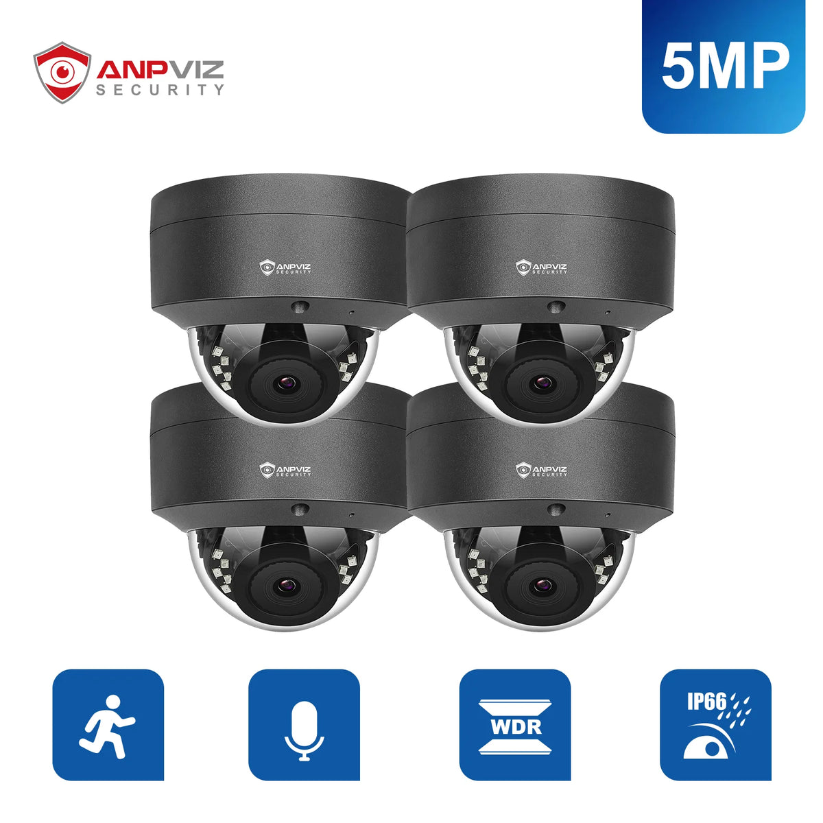 Anpviz 5MP PoE Outdoor Dome Security Camera With Microphone