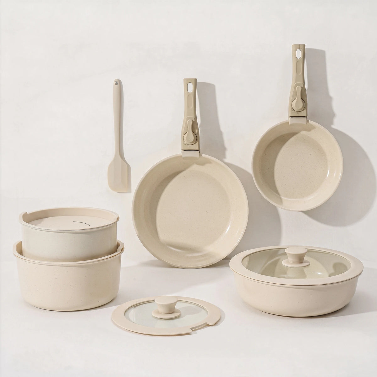 JHK PFAS Free Nonstick Cookware Set With Detachable Handles