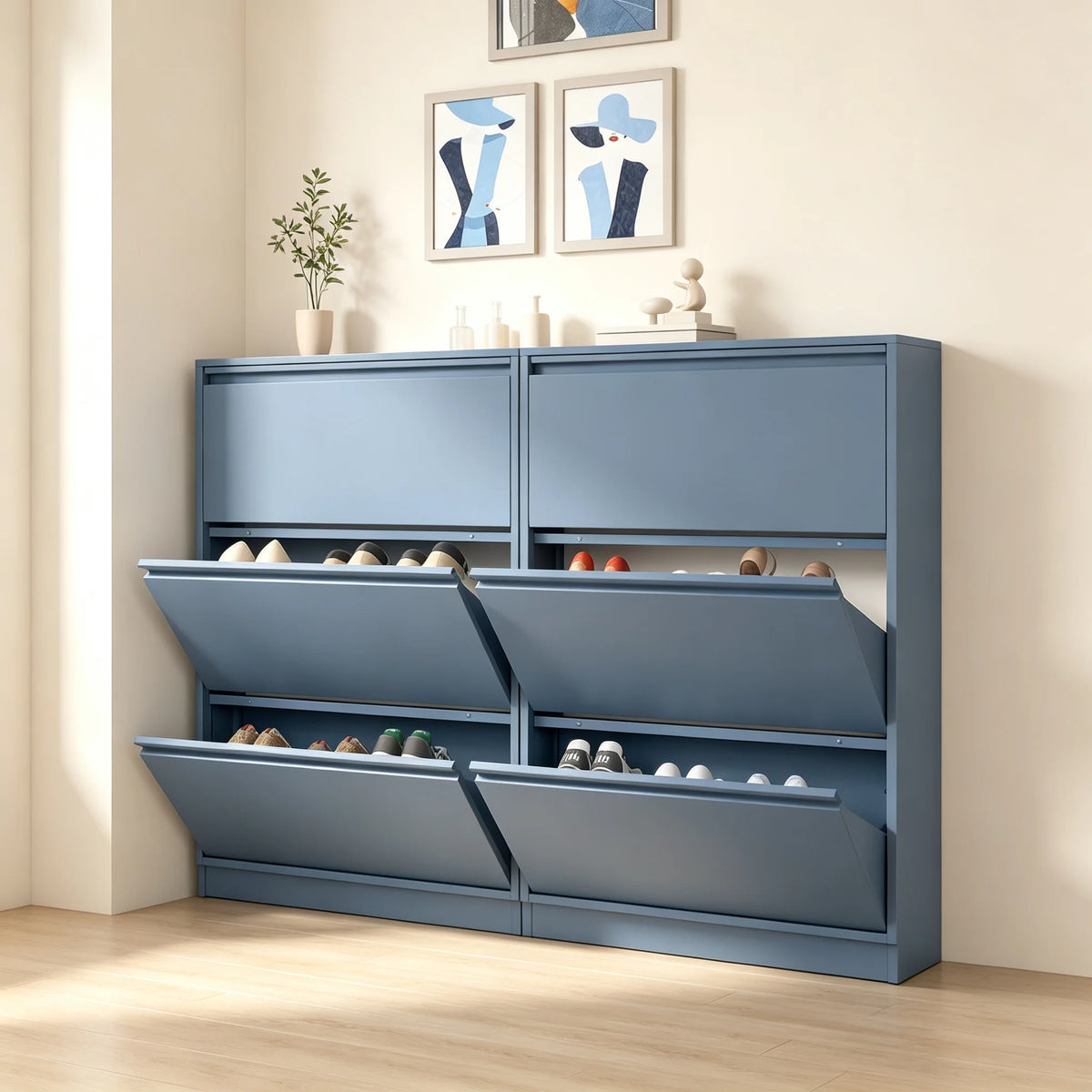 Lucypal Space Saving Flip Shoe Rack Cabinet With Top Shelf