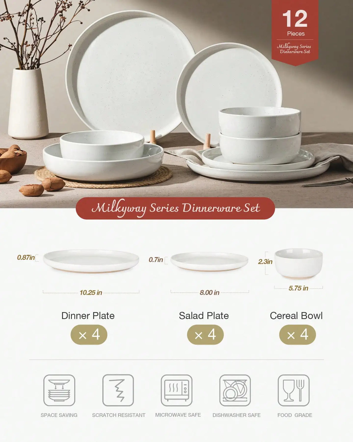 Modern Ceramic Dinnerware Set With Plates And Bowls For Dining