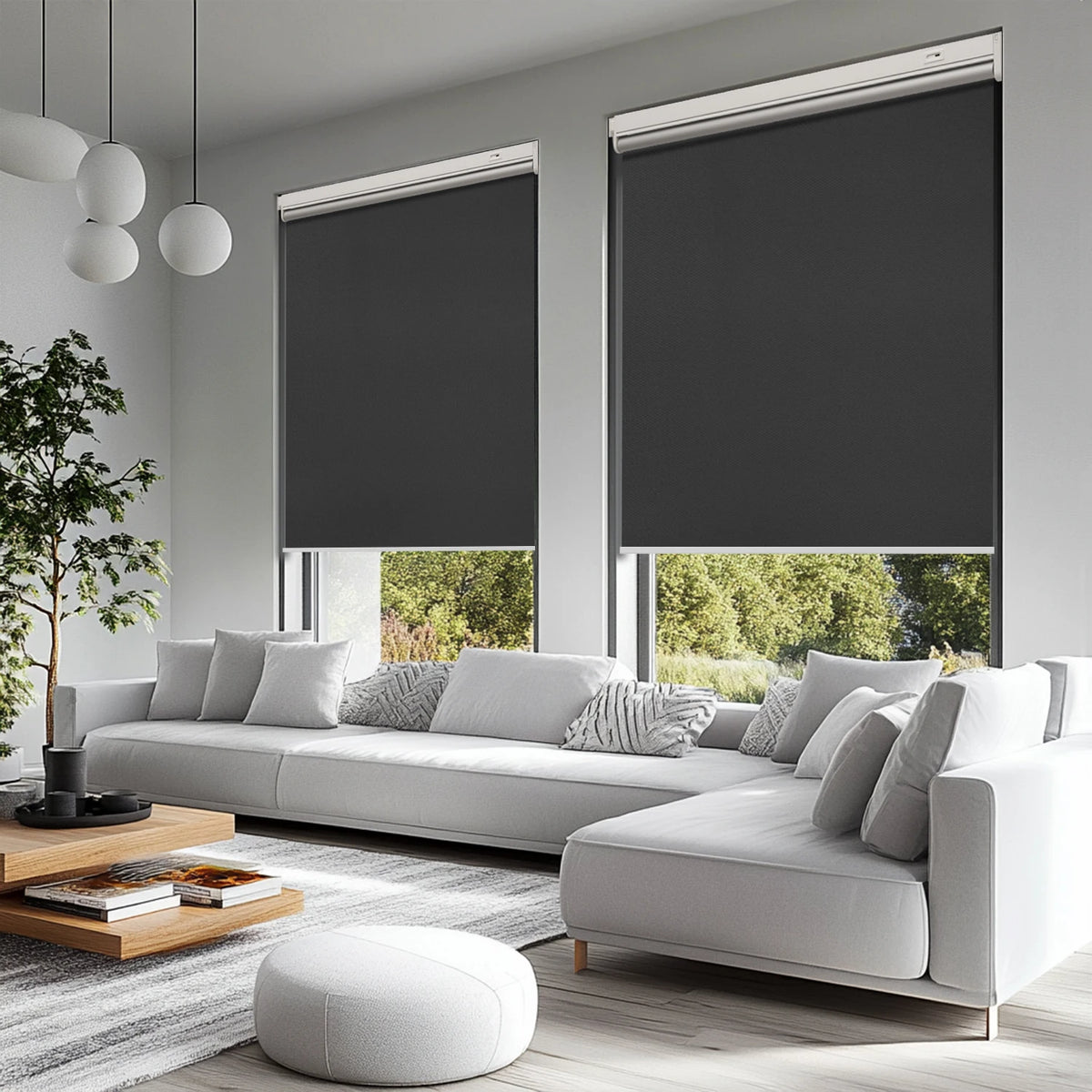 Smart Solar Powered Roller Blind With Remote Control No Drill