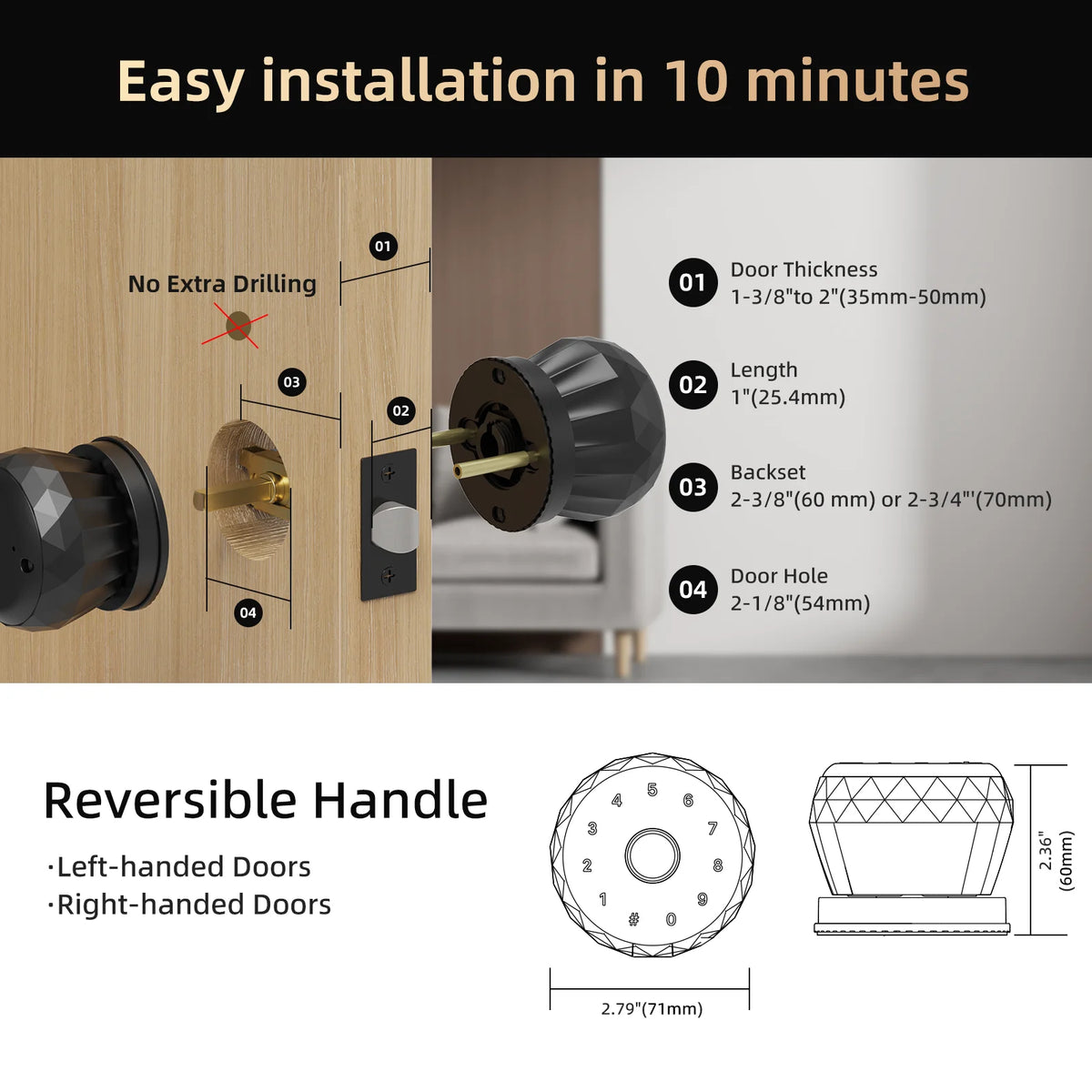 Viladepot Smart Fingerprint Door Lock With Passcode And App Control