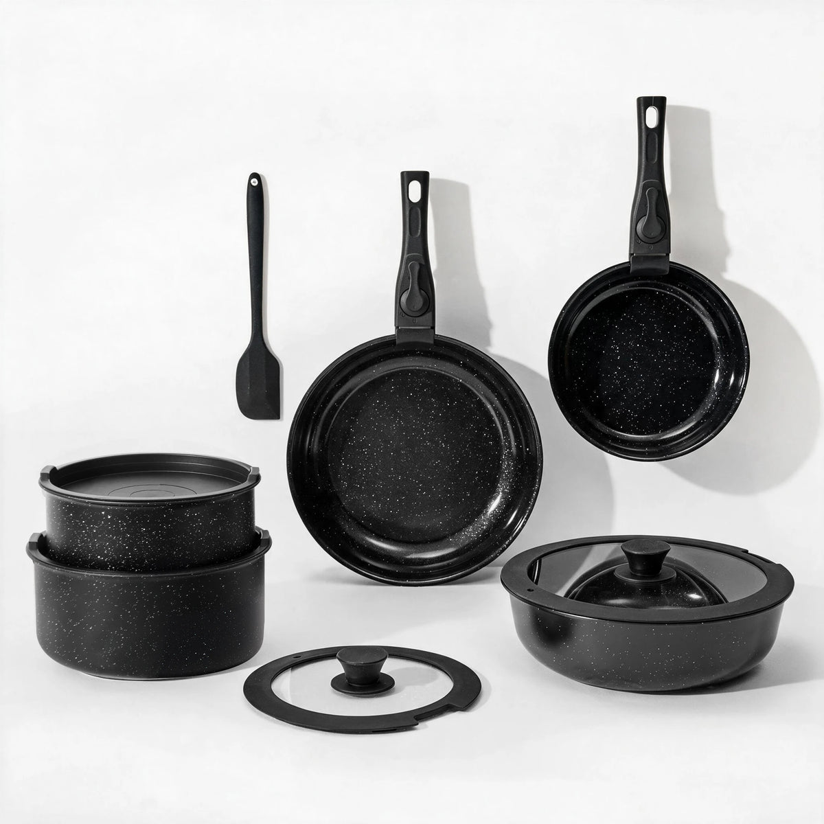 JHK PFAS Free Nonstick Cookware Set With Detachable Handles