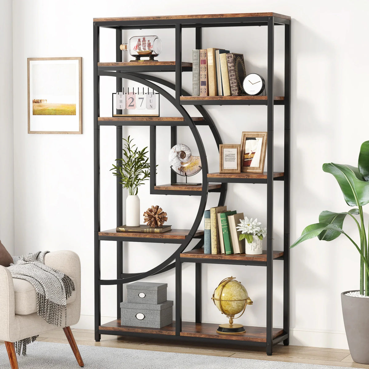 Tribesigns Industrial Freestanding Bookshelf Display And Storage Organizer