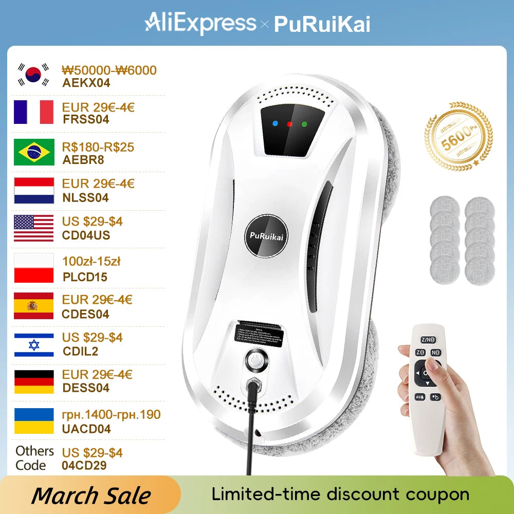 PuRuikai Smart Window Cleaning Robot for Glass Surfaces