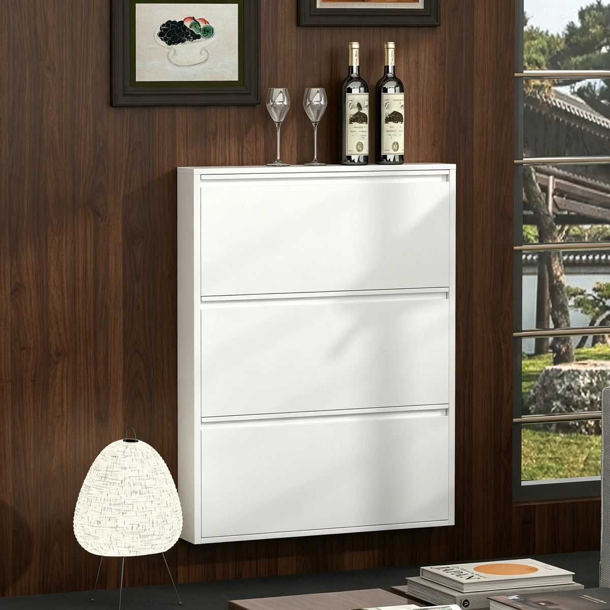 Lucypal Space Saving Flip Shoe Storage Cabinet With Top Shelf