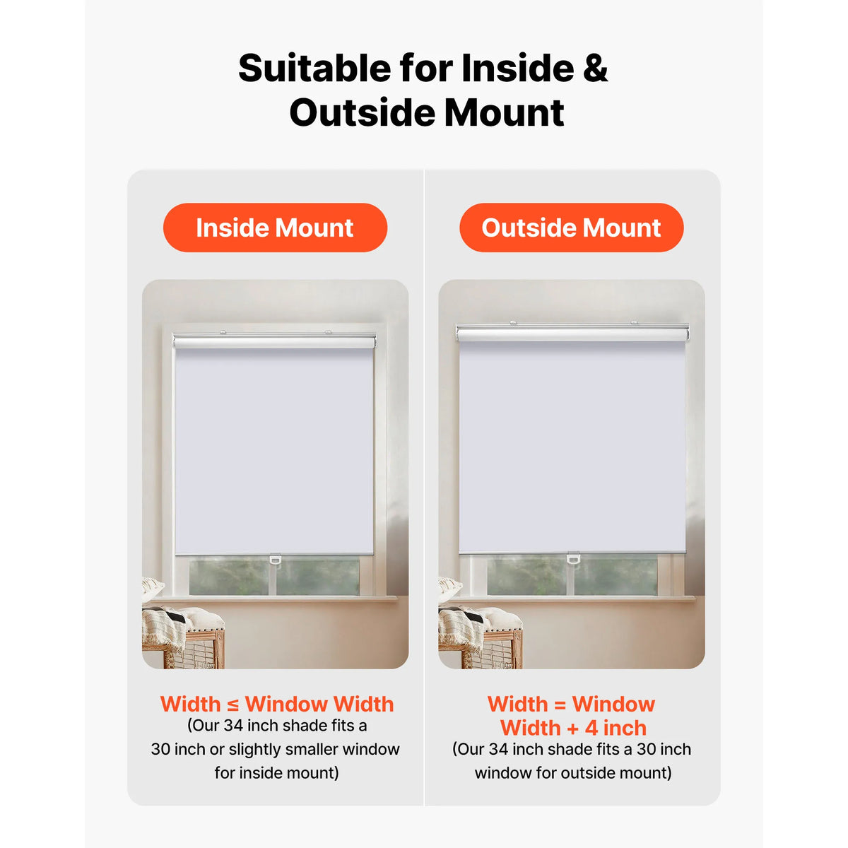 SucceBuy Cordless Blackout Roller Shades for Thermal Room Darkening