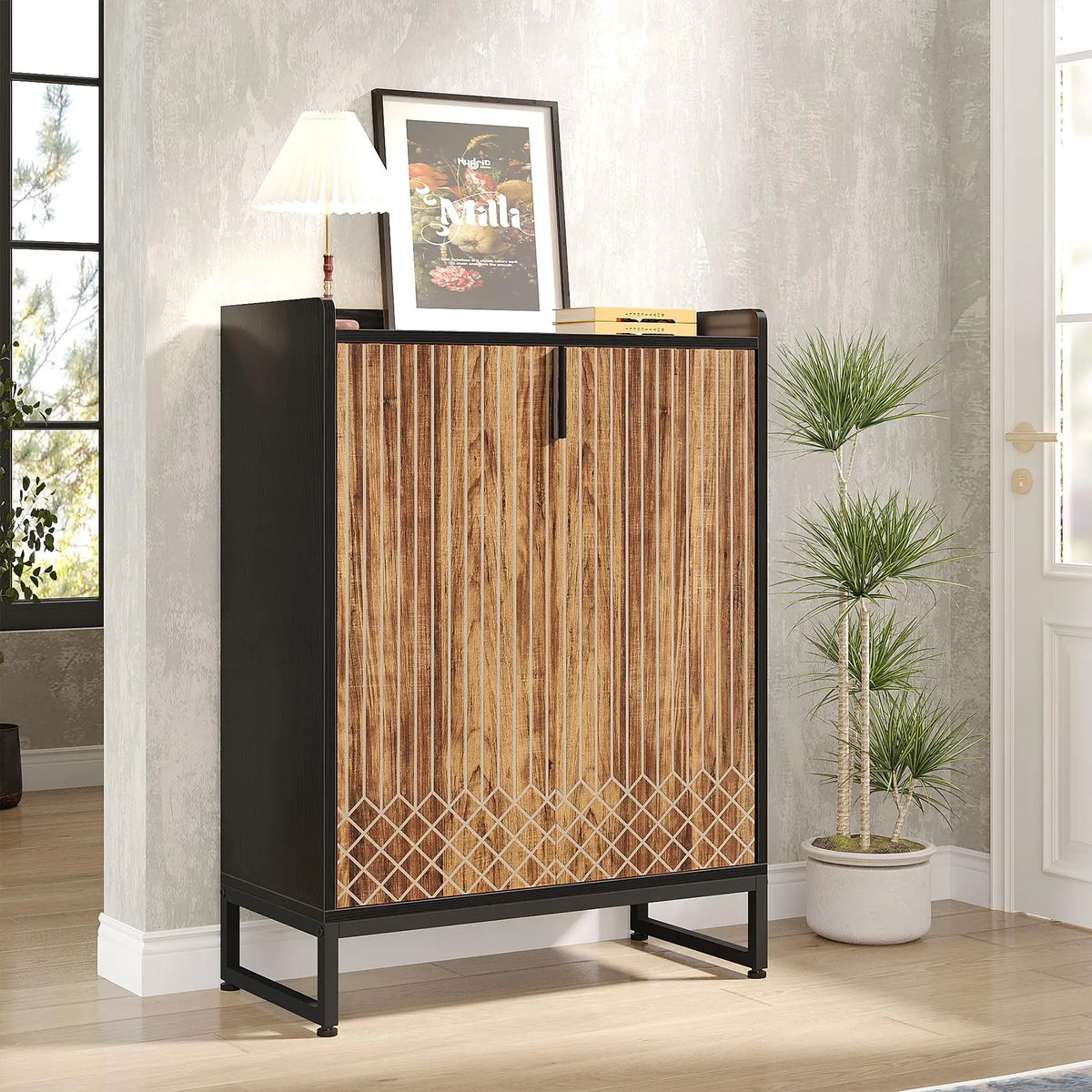 Tribesigns Five Tier Shoe Cabinet With Doors For Entryway Storage