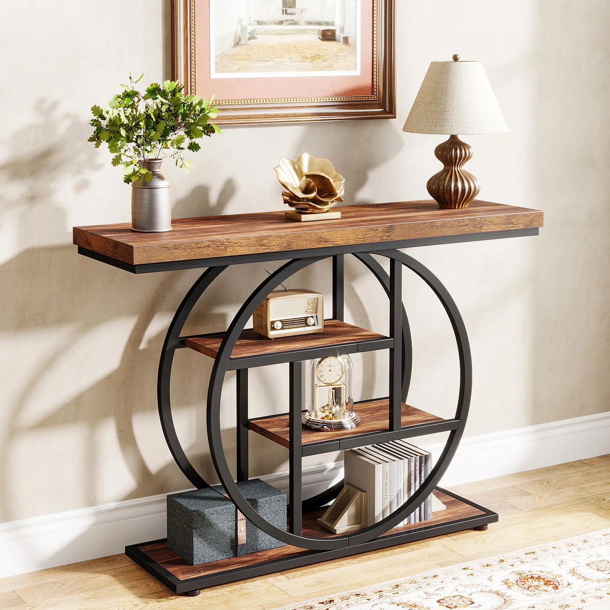 Tribesigns Four Tier Industrial Entryway Console Table With Storage