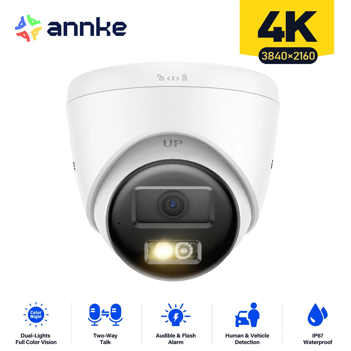 ANNKE 8MP 4K PoE Security Camera Dual Light Audio Detection