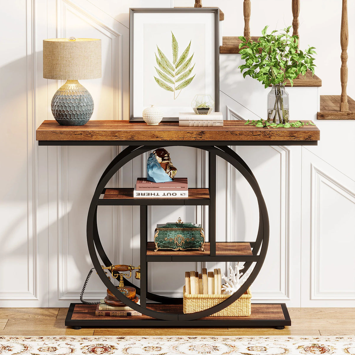 Tribesigns Four Tier Industrial Entryway Console Table With Storage